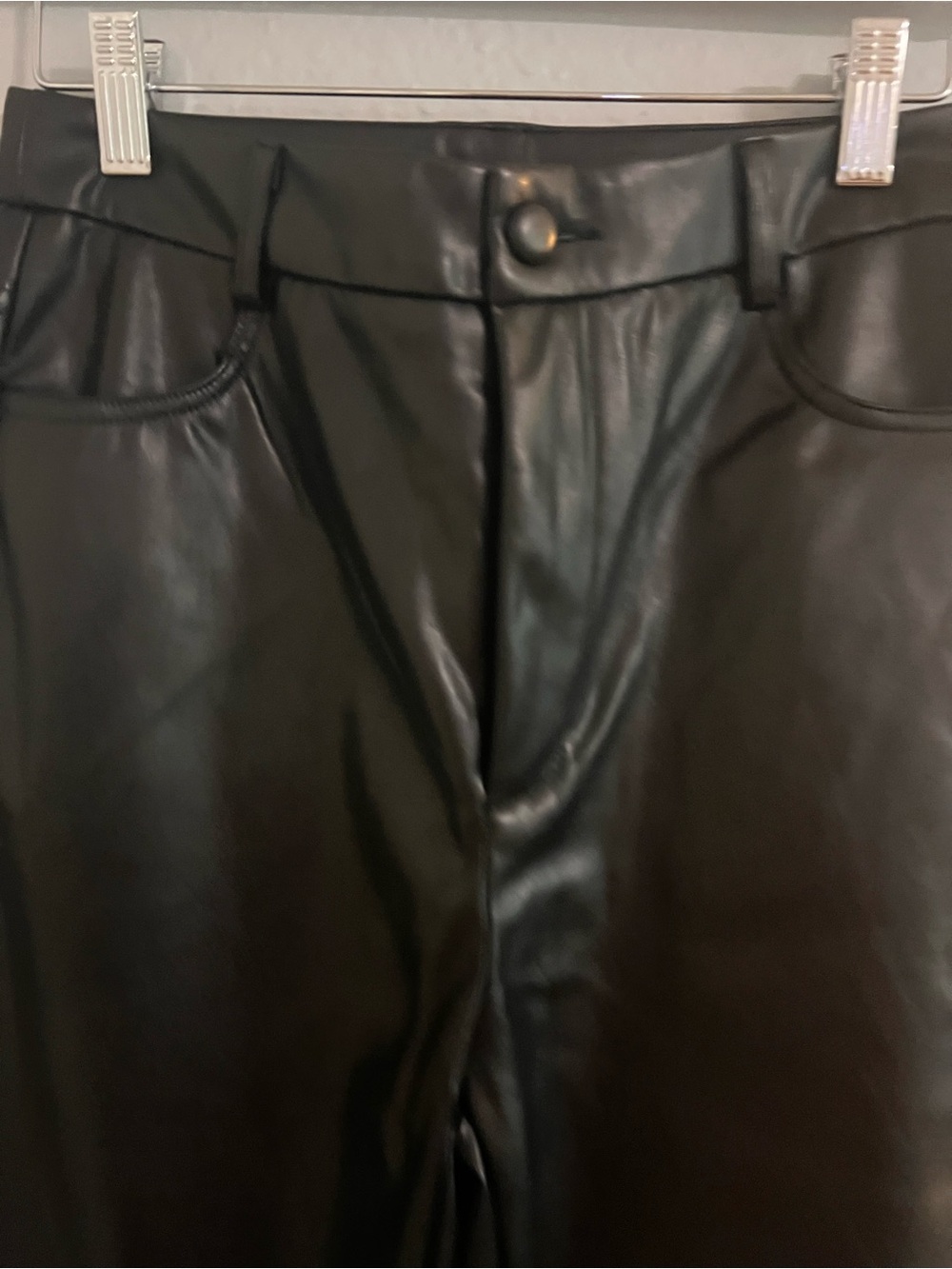 SHEIN Black Faux Leather Wide-Leg Pants - Picture 2 of 3